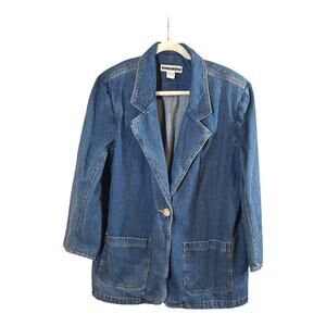 Vintage Jennifer Moore Longline Denim Blazer 80s Retro Western Casual Women's 1X